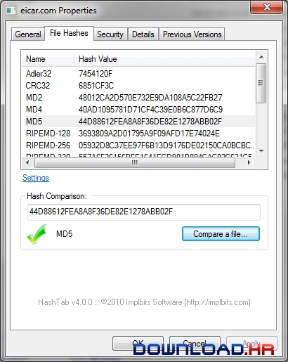 Скачать HashTab для Windows (7810) версия 6.0.0.28