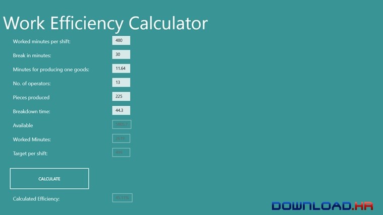 Work Efficiency Calculator for Windows 8.1 1.1.0.6 1.1.0.6 Featured Image for Version 1.1.0.6